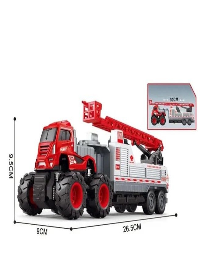 SHIPEASE مجموعة ألعاب شاحنة إطفاء وإنقاذ تعمل بالاحتكاك من SHIPEASE مع سلم دوار، نموذج من سبيكة مصبوبة، ألعاب شاحنة إطفاء وإنقاذ للأطفال، هدية للأولاد والبنات، مركبة سحب للخلف (متعددة الألوان، عبوة من قطعة واحدة) - Image 3